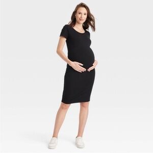 Isabel Maternity Black Midi Body Con Dress